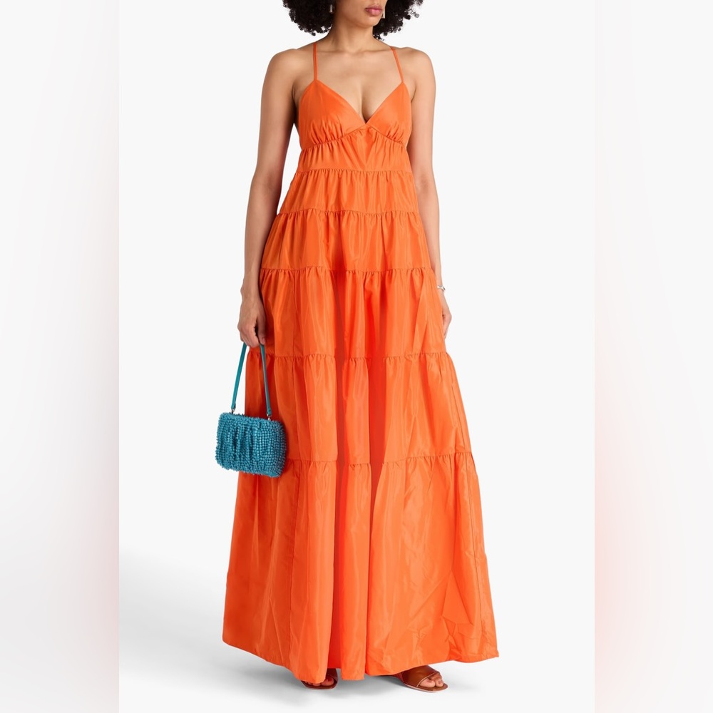 STAUD Ripley tiered taffeta gown